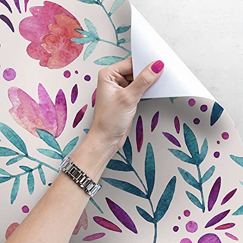 Papier peint fleurs vintage violet pour masquer imperfections mur - 4