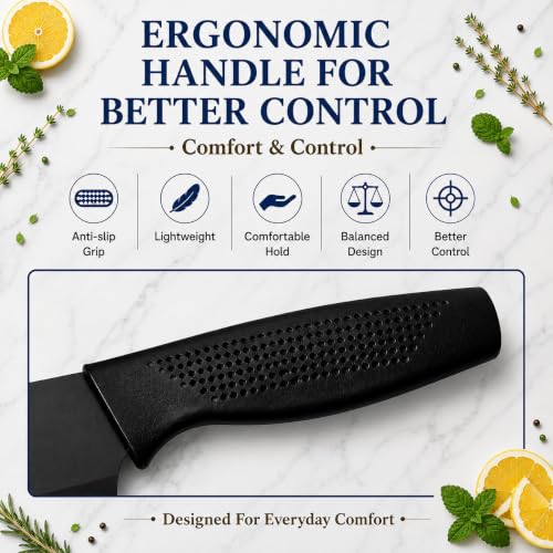 Image of SNMMIFER 5-Piece Kitchen Knife Set with Cleaver, Chef Knife, Utility Knife, Multipurpose Kitchen Scissors,Knife Cover & 3-Stage Knife Sharpener | Stainless Steel Cutting Combo Set (Black Combo)