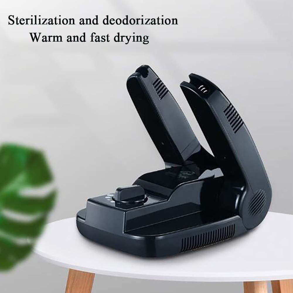 Secador de esterilización de zapatos, Secador de zapatos con función de temporizador, Máquina plegable para secado y desodorización de zapatos, Tiempo plegable y controlable, Negro