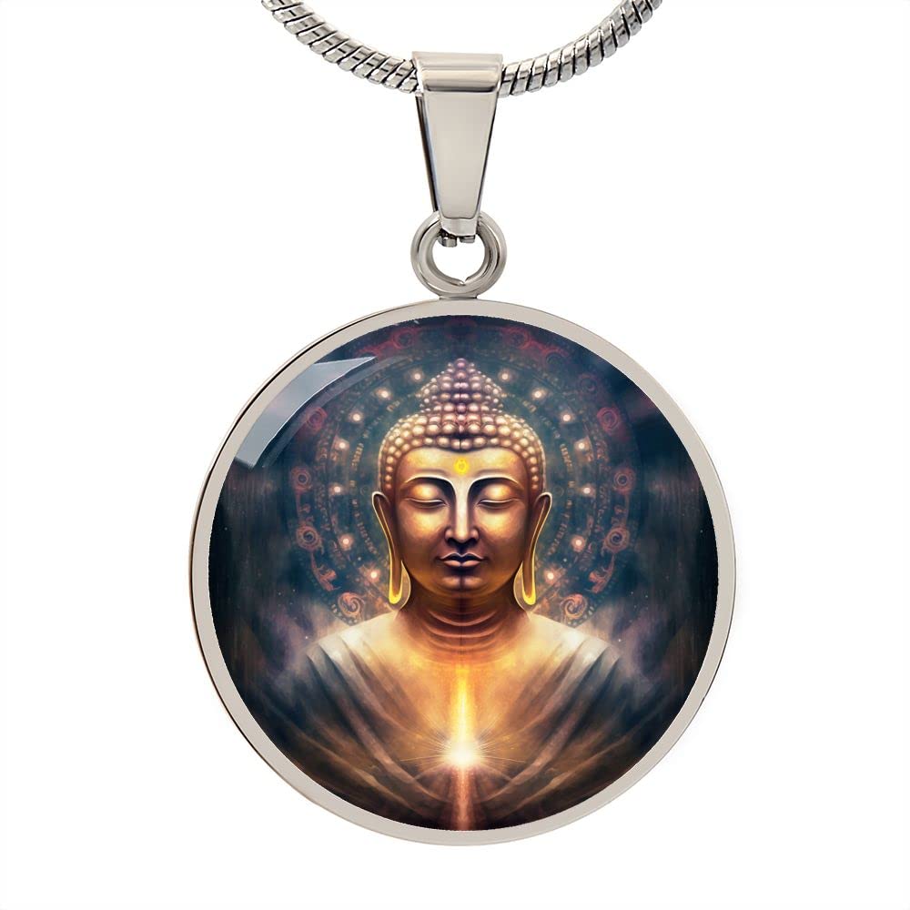 Hilis JewelryBuddha Necklace For Women or Men, Spiritual Jewelry, Protection Personalized Lucky Gifts, Engraved Pendant Charm Gold or Silver