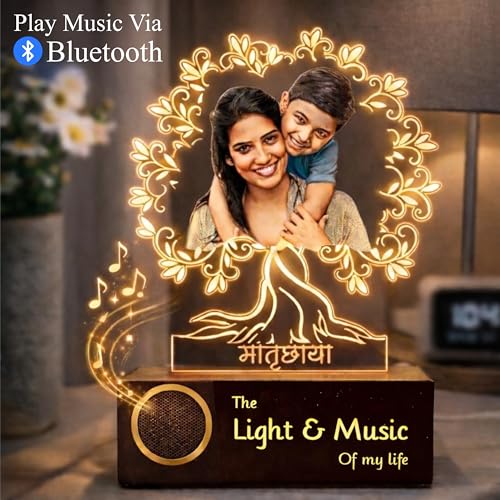 Image of ZOCI VOCI Matruchaya - Mother's Love in Light | Engraved Acrylic Lamp | Gift for Mom (Warm Light + BT Speaker, Colorful HD UV Print)