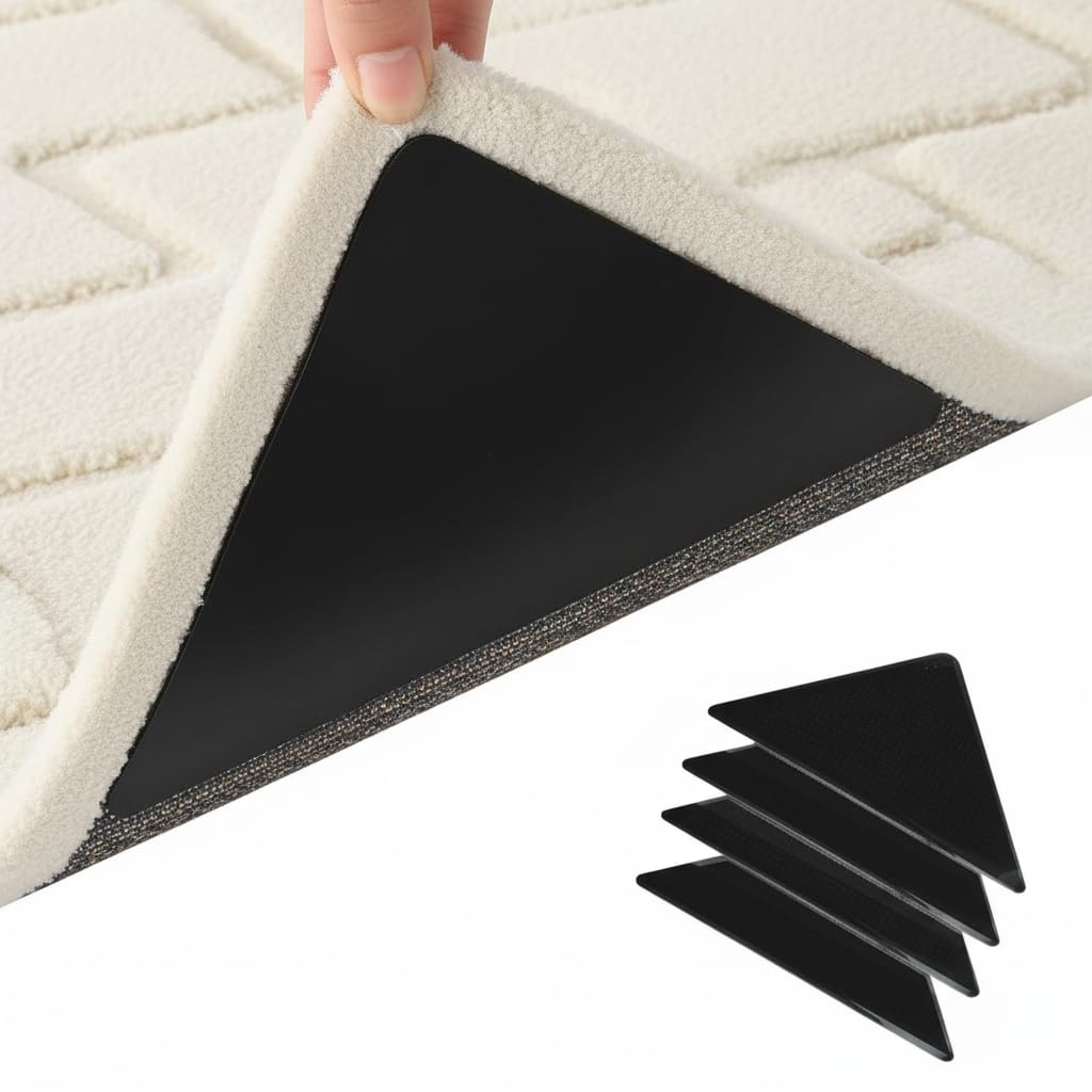 Carpet anti slip stickers, PU washable fixed stickers, triangular household bedroom floor mat anti slip stickers, keep corners flat (16 pieces)