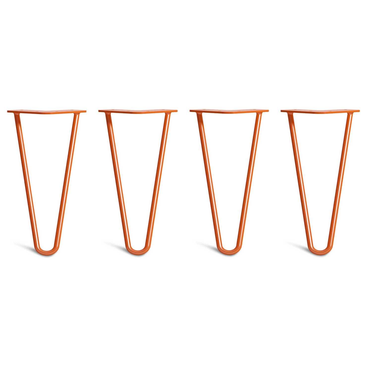 [HLC] 4 x Hairpin Table Legs – Superior Double Weld Steel Construction With Screws, Build Guide & Protector Feet Worth £8 Included! – 10mm Steel [10"/25cm,Orange]
