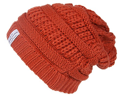 Gravity Threads Crochet Knit Weave Beanie (2 Pack), Orange