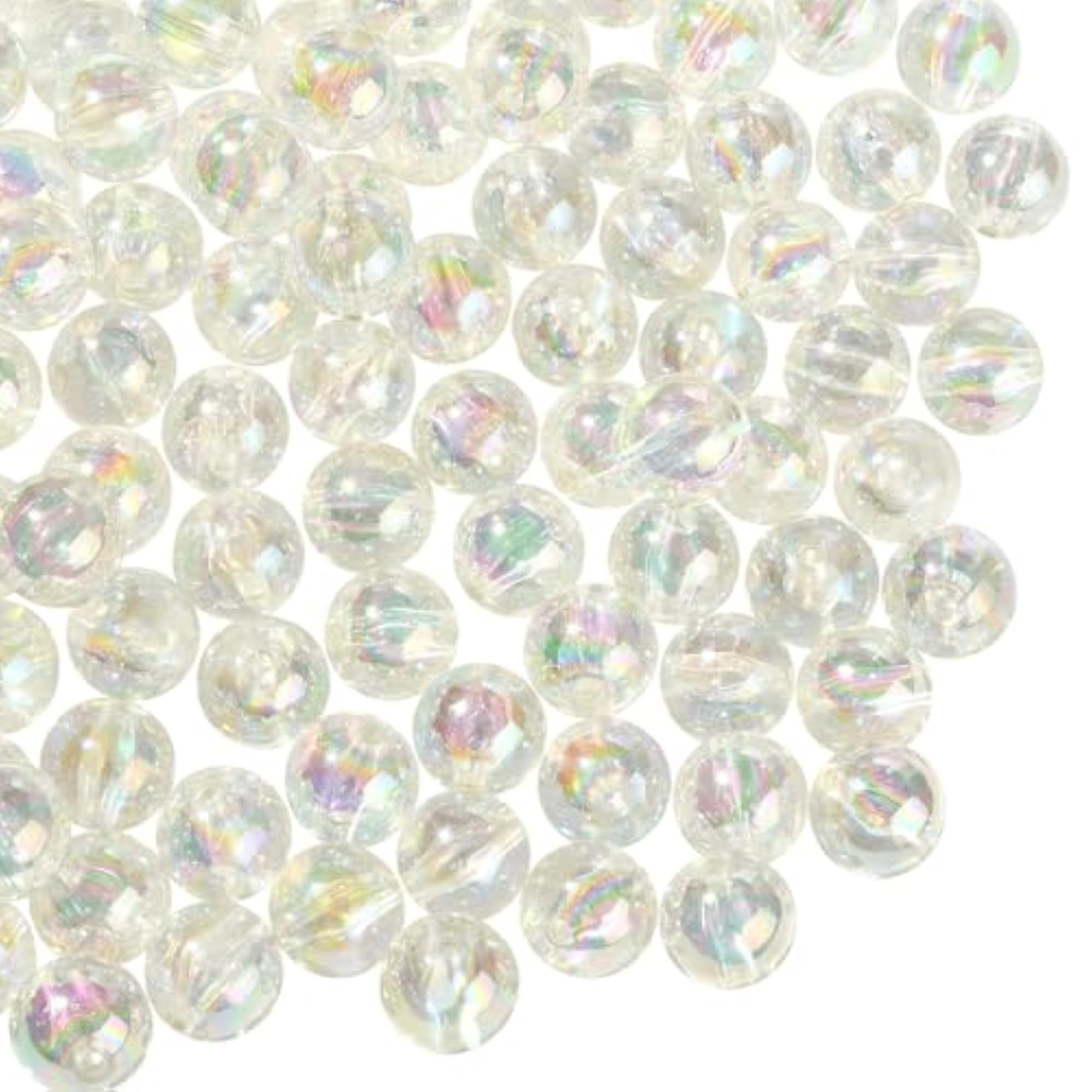 220 Pcs 16mm Clear Acrylic Beads AB Color Plated Round Chunky Beads