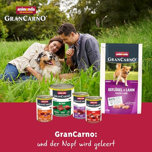 animonda GranCarno Adult Hundetrockenfutter getreidefrei Geflügel + Lamm (1 x 12 kg), Trockenfutter für Erwachsene Hunde ohne Gluten und Weizen, Hundefutter trocken mit hoher Bekömmlichkeit