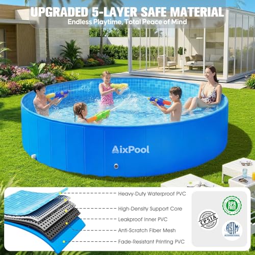Image of 2026 Large Foldable Pool,Non-Inflatable Pool for Adult,Foldable Swimming Pool,Plastic Kiddie Portable Pool,Collapsible Kid Pool for Backyard,Oversized Easy Setup Family Pool for Adult,7.6FT