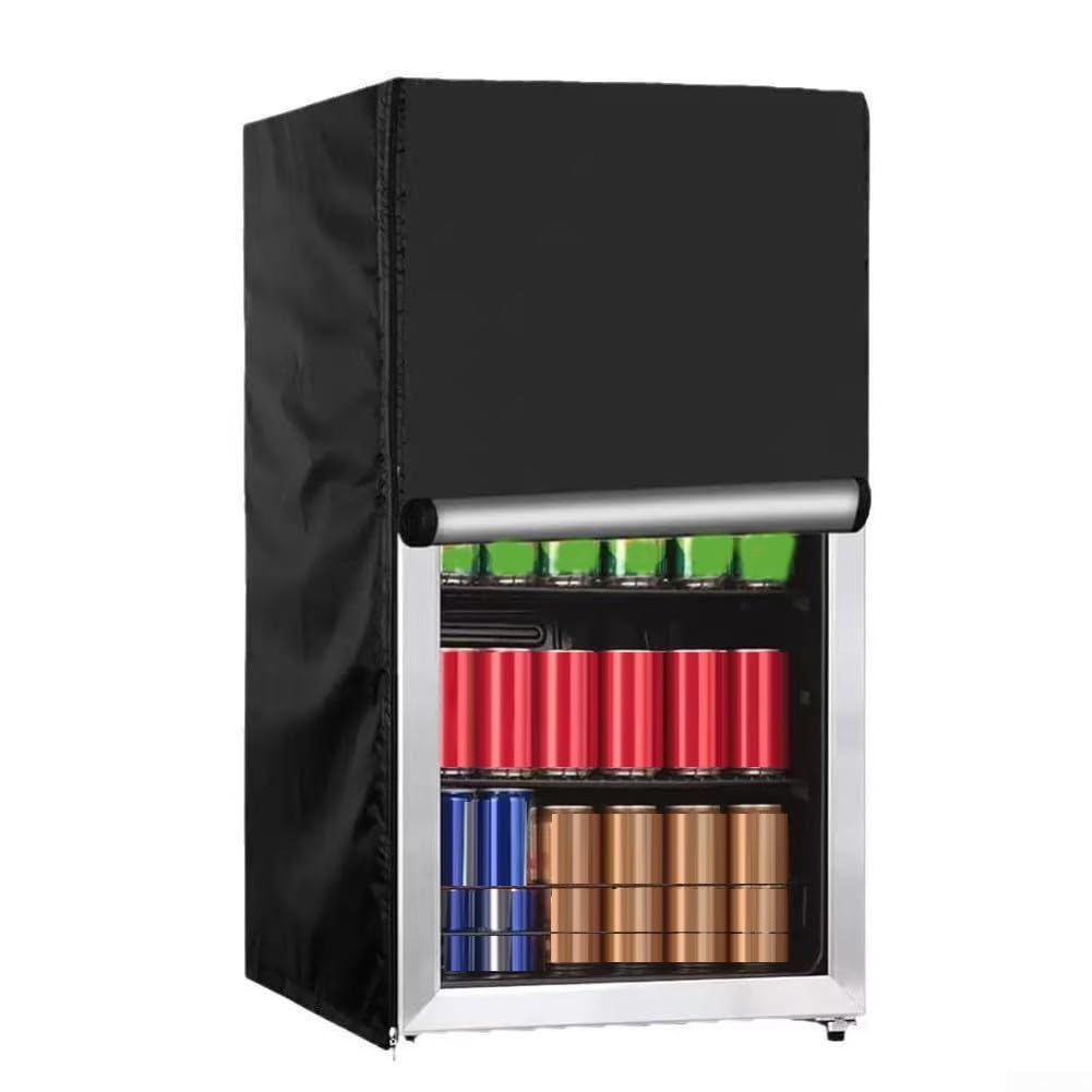 Aufrechte Gefrierschrank-Abdeckung, 210D Oxford, wasserdicht, mit Doppelreißverschluss, Seitentaschen für den Innen- und Außenbereich, Mini-Kühlschrankschutz (59 x 59 x 143 cm, schwarz)