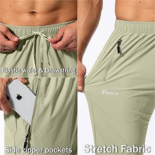 Image of Pudolla Men's Workout Athletic Pants Elastic Waist Jogging Running Pants for Men with Zipper Pockets