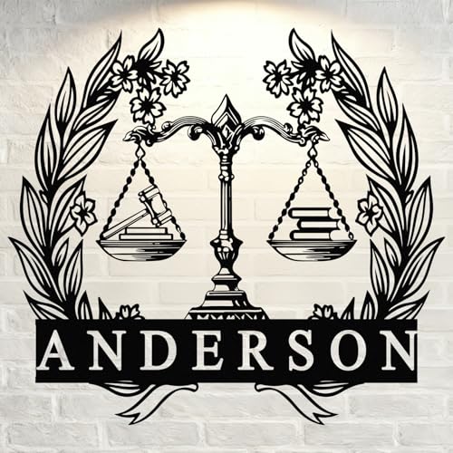 Personalized Scales of Justice Metal Sign - Custom Lawyer Name & Legal Theme Office Decor - Rustic Law Office/Study/Home Art - Unique Gift for Attorneys, Lawyers & Law School Graduates