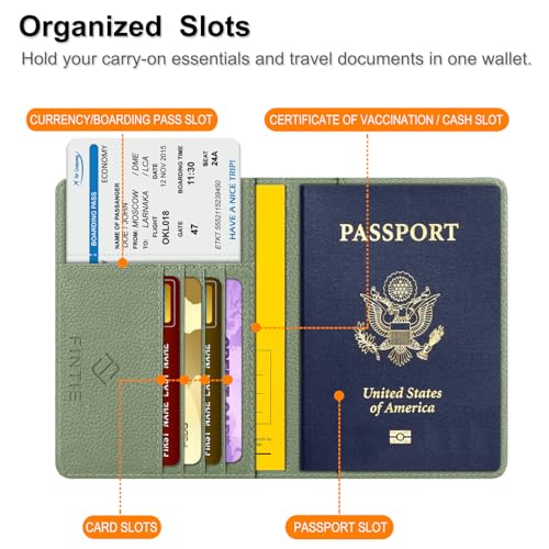 Image of FINTIE Passport Holder, Slim Travel Wallet RFID Blocking Card Case Cover Passport Cover Protector Essentials with Credit Card Slots for Women /Men | Slim