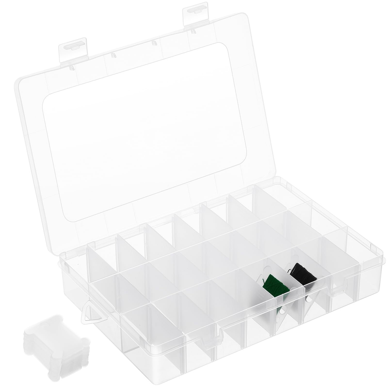 Healifty Sewing Tools Set with Winding Plate Board and Transparent Grids Thread Storage Case for Household Embroidery Stitch Organizer