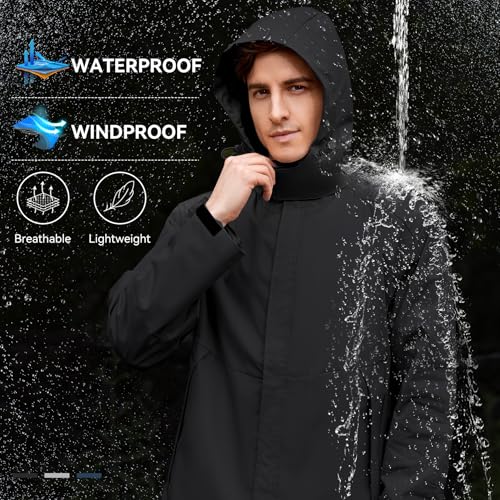 Zando Mens Rain Jacket Waterproof with Hood Sport Jacket for Men Windbreaker Lightweight Raincoat Cycling Golf Travel Fishing2