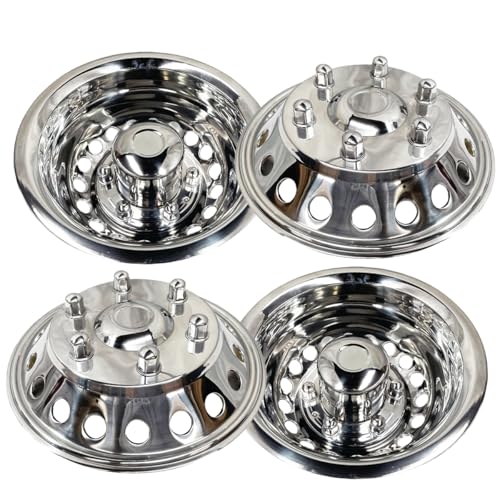 Image of 4pcs 16 inch Polished 304 Stainless Steel Wheel Simulators for Sprinter Van | 07-25 Dodge Sprinter Van, Dually 6 Lug 18 Hand Hole, Snap On Hubcaps, 07-25 Mercedes /Freightliner Sprinter Van