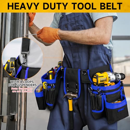 Tool Belt with 4 D-Rings and Magnets