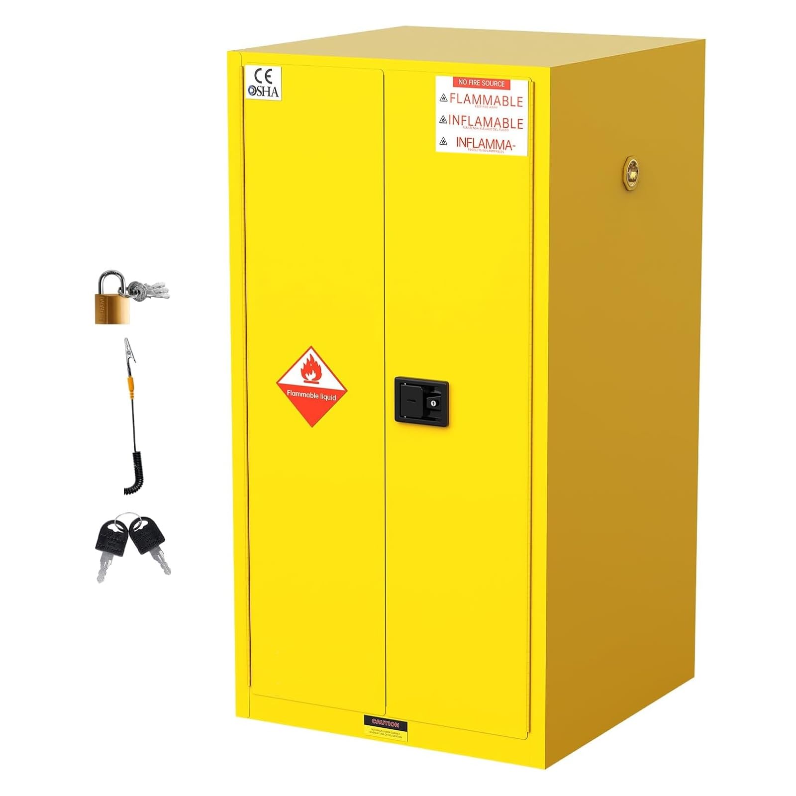 Armario de almacenamiento inflamable, 165 cm de alto x 86 cm de ancho x 86 cm de profundidad, estante ajustable para seguridad, uso industrial
