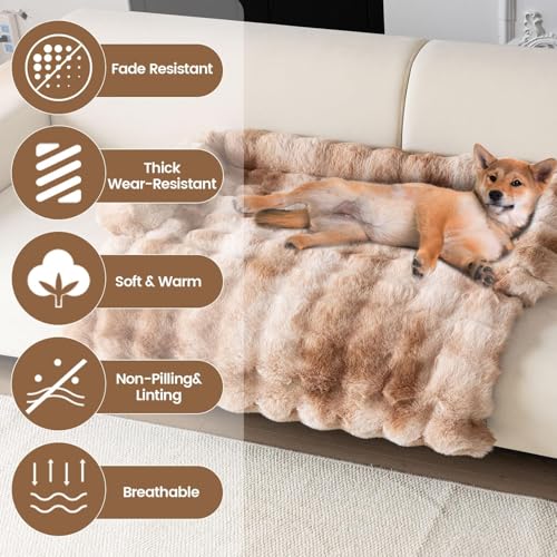 Dicker Kaninchen-Plüsch-Pet-Couch-Überzug für Sofa, Hundesofa-Bettenmatte, waschbare Plüsch-Couch-Abdeckung für Hund, Möbel-Schutz-Hundesofa-Matte für Hunde und Katzen, Flauschiges Hundecouch-Bett
