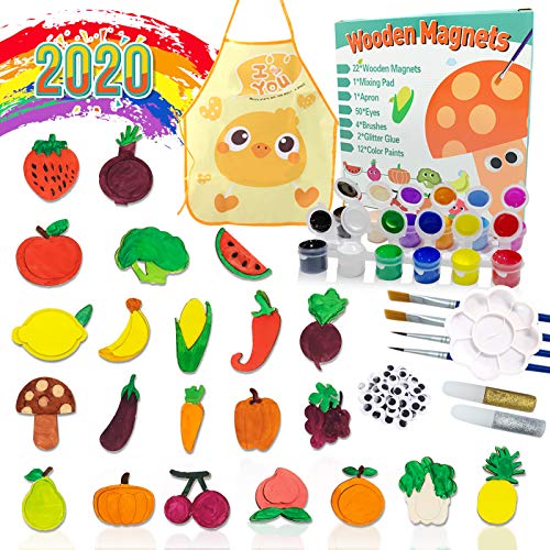 Paint and Decorate Your Own Wooden Magnet.22 Wood Painting Craft Kit and Art Set for Kids. Art and Craft Supplies Party Favors for Boys Girls Age 3 4 5 6 7, Family Activity Project Birthday Present
