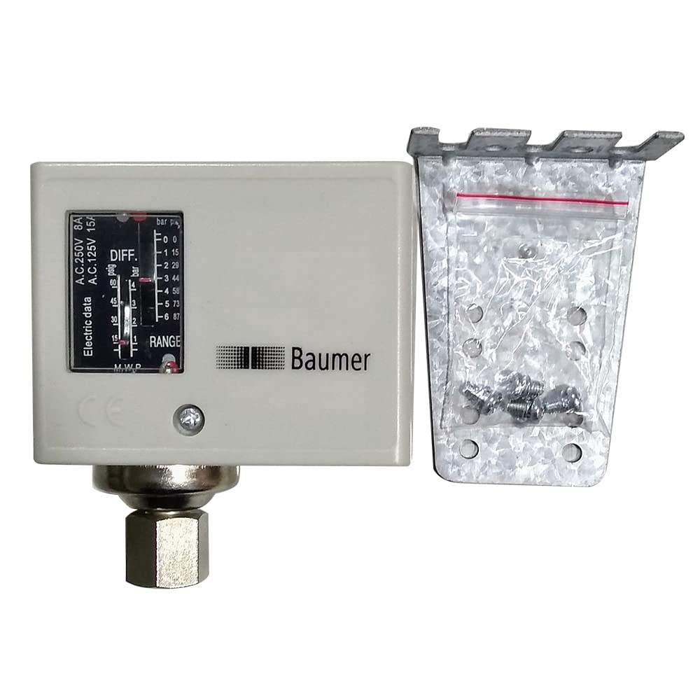 Air Pressure Switch (Range: 0 to 3 Bar) with Connection ¼ inch BSP (F) for Boilers, Fire fighting systems, Compressors, Water Treatment | Model: Baumer UT3-image-24