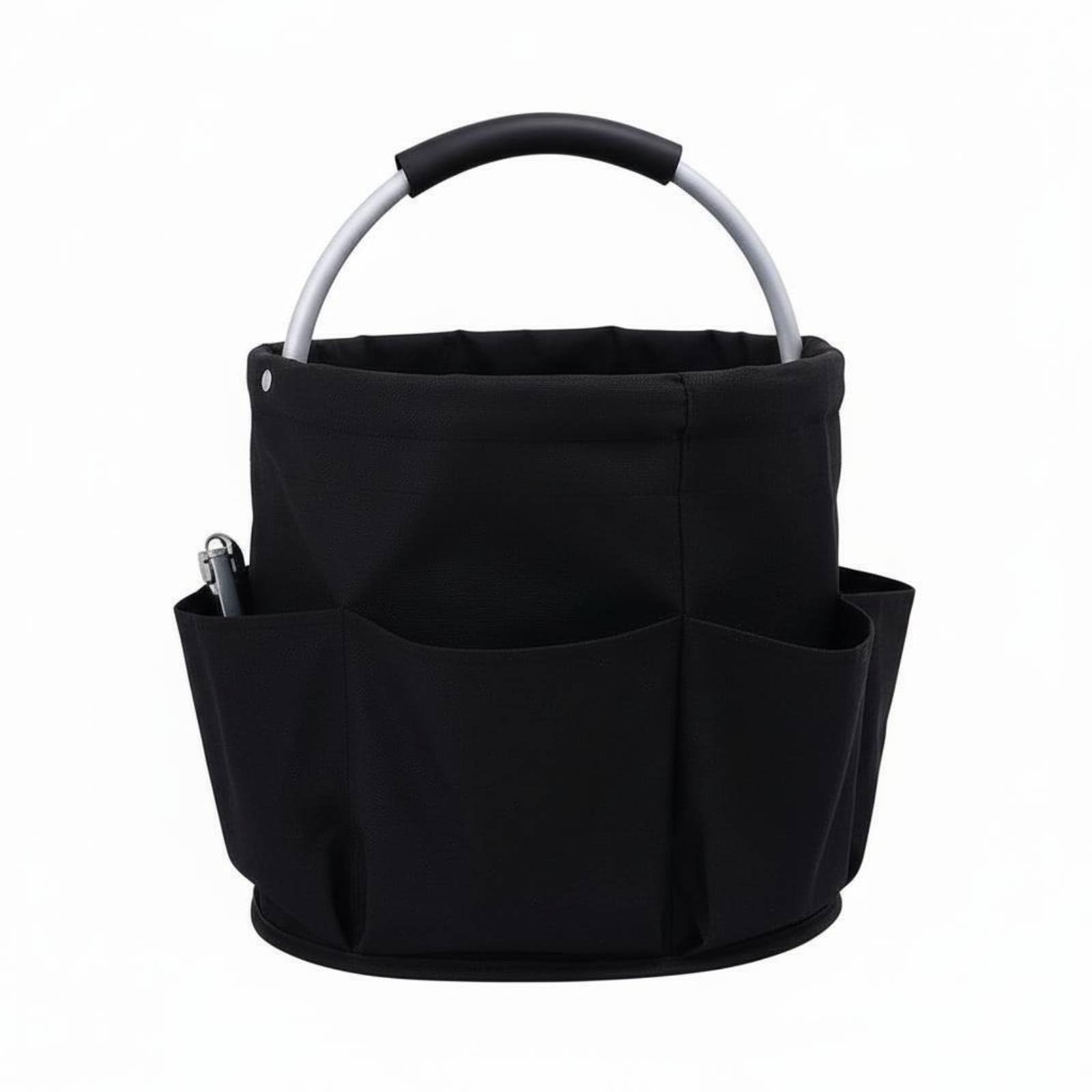 Textile Tool Tote Multiple Pockets Foldable Tool Carrier Foldable Supply Tote Large Capacity Multi-Pocket Gardening Bag, Black-picture-10