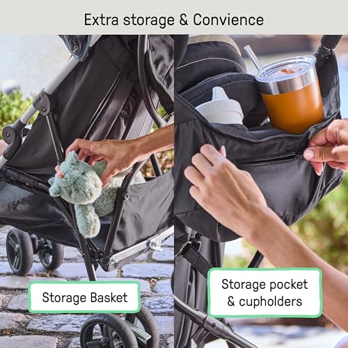 Ingenuity3D Mini Convenience Stroller – Lightweight Stroller with Compact Fold, Multi-Position Recline, Canopy with Pop Out Sun Visor – Umbrella Stroller for Travel and More, Slate Grey - Image 6