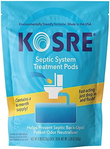 KOSRE Septic Tank Treatment – 6-Pod Septic Tank Packets – Fast-Acting Septic Tank Cleaner, Potent Odor Neutralizer – Safe Septic System Treatment – Made in the USA – Easy To Use Septic Tank Pod KOSRE Septic Tank Treatment – 6-Pod Septic Tank Packets – Fast-Acting Septic Tank Cleaner, Potent Odor Neutralizer – Safe Septic System Treatment – Made in the USA – Easy To Use Septic Tank Pod