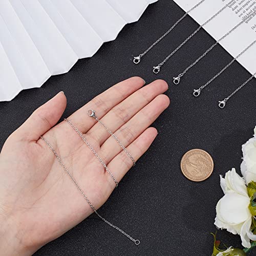 UNICRAFTALE 20pcs 45cm 304 Stainless Steel Necklace Chain with Lobster Claw Clasp Cable Chain Necklaces Metal Chain for Men and Women, Stainless Steel Color - Image 2