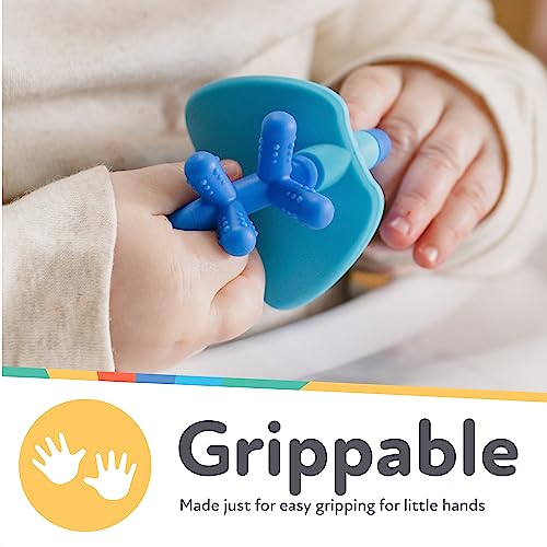 Image of Nuby Geo Zoos Massaging Teether - Baby Teething Toy - Soft Easy Grip - 3+ Months - Elephant