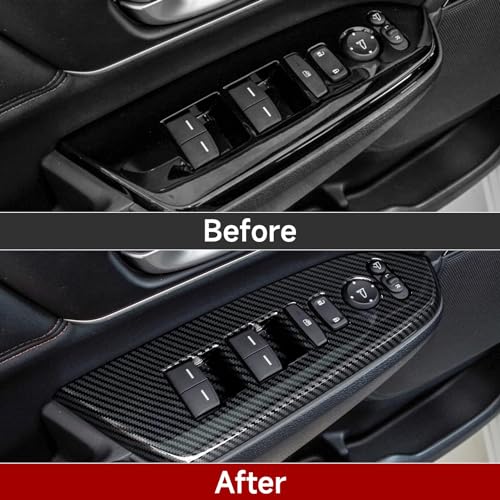 Image of Car Window Lift Switch Control Decals for Honda CR-V 2017-2022 Accessories CRV ABS Carbon Fiber Stickers (Without Rear Seat Heating Buttons)
