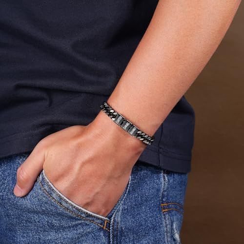 Pulsera cubana personalizada para hombre acero inoxidable miniatura 3