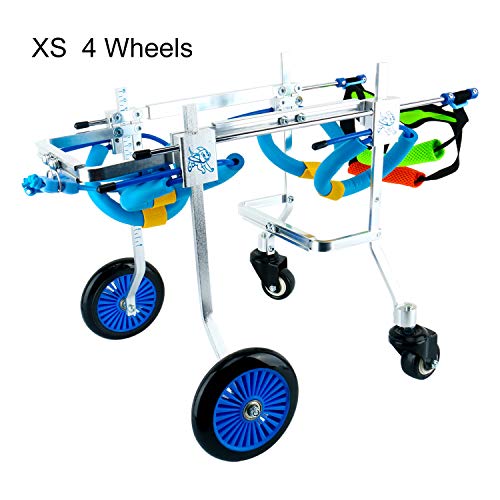 Homend Adjustable Dog Wheelchair Four Wheels (XS), Weight 8.8 to 22 lbs, Hip