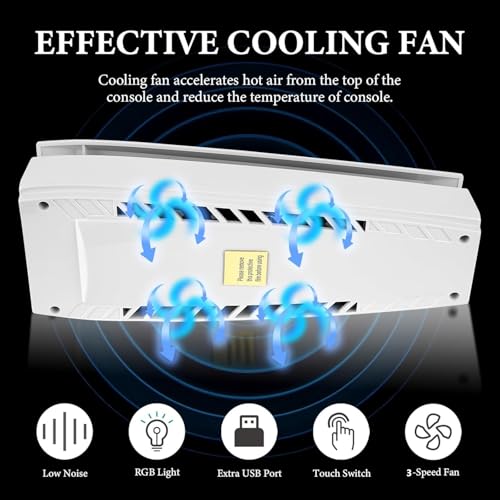 Image of RGB Cooling Fan for PS5 Pro (Disc & Digital) Dust Cover- 7 RGB Light Modes, Ultra-Quiet Adjustable 3 Speed, Dual USB Ports