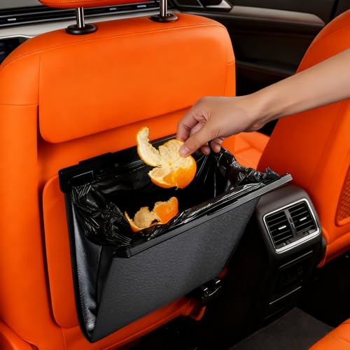 beefeed 車用ゴミ箱 スリム 【業界の技術革新・防水・磁気付き】多車種対応フック 小物入れ カー用品 便利グッズ 車用品 車 ごみ箱 携帯ゴミ箱 車内 後部座席 対応 袋20枚付(ブラック)