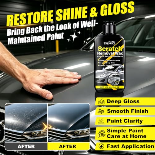 Image of Car Scratch Remover, Scratch Remover for Vehicles, Scratch Removal Wax, Car Paint Scratch Repair, Helps Reduce Minor Scratches and Swirl Marks, Restores Gloss and Shine, 3.4 fl oz /100ml