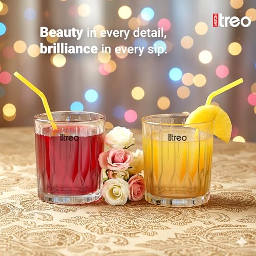 Image of Treo by Milton Linea Juice Tumbler I Premium Glass Set of 6 for Water, Cold Drink I Perfect for Home, Restaurants and Parties, 230 ml