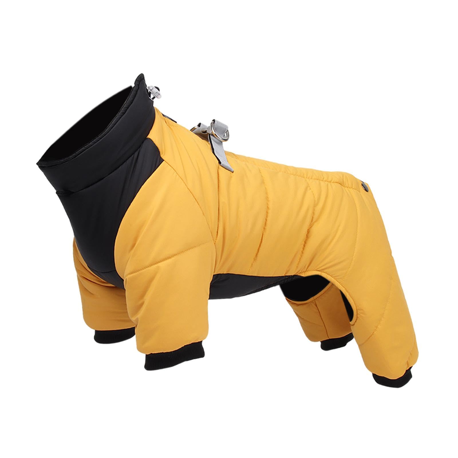 Abrigo Impermeable para Perros, Body con Rayas Reflectantes Y Cremallera. Ropa de Abrigo para Perros. Chaqueta Cálida para Cachorros, Amarillo XL