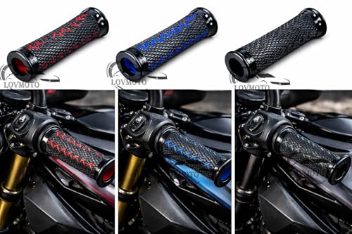 Image of Premium Motorcycle Handlebar Grips with Anti-Slip Rubber Texture & Red Stitching | Universal 22mm Bike Handle Grip | Comfortable, Vibration Resistant & Stylish Design