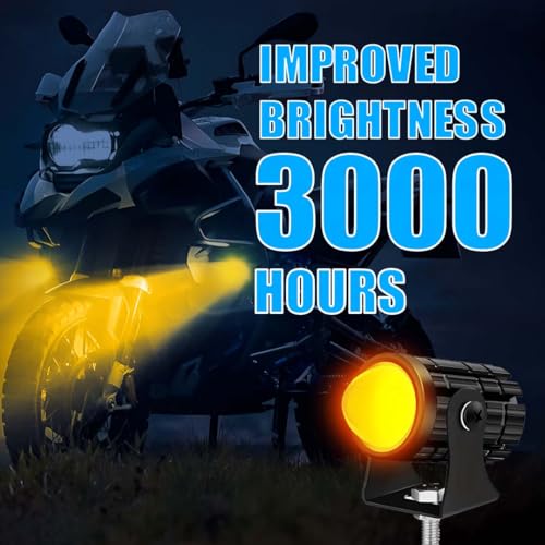 Image of 18W LED Projector Fog Light for Motorcycle | Dual Color Yellow & White | Headlight Spotlight with Lens | Universal Fit Motorbike Lighting System