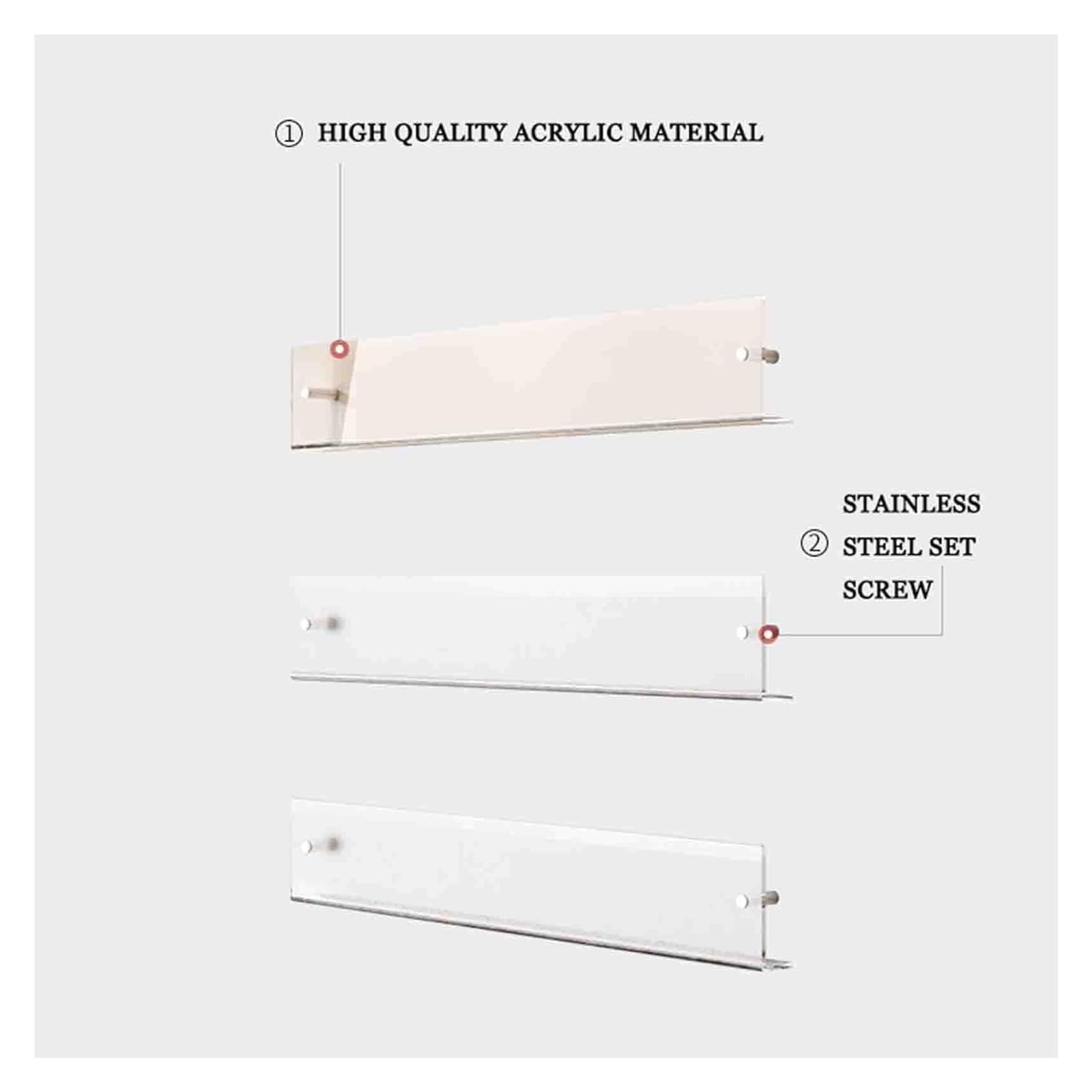 Confezione da 2 mensole galleggianti in acrilico da parete, portariviste e porta record, libreria da appendere, per ufficio, casa, chiesa, elegante ge 80 cm