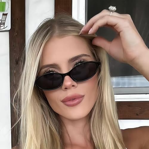 Oval Sunglasses for Women Men Chic Cat Eye Sunglasses 90s Sunnies Lightweight Trendy Sun Glasses2