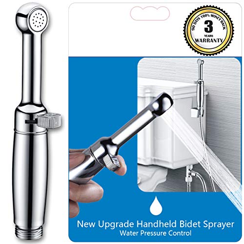 Handheld Bidet Sprayer for Toilet, Baby Cloth Diaper Sprayer Bathroom Bidet Attachment Chrome-Solid Brass-3 Years Warranty-Adjustable Pressure Contro