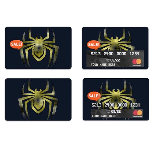 Card Skin Sticker Compatible for Debit Card, Credit Card, Transportation Card, Key Card, Vinyl Decal (Yellow Spider)2