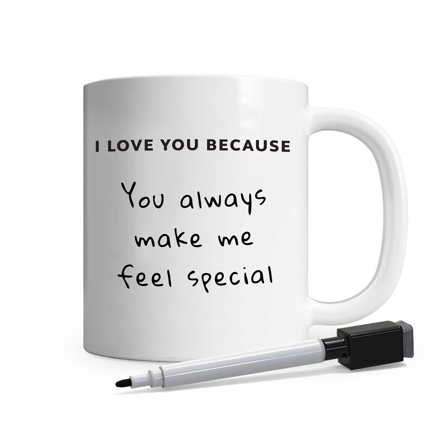 Pikkii I Love You Because Mug Plus Dry-Erase Pen