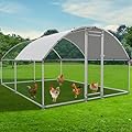 NUGRIART Large Metal Chicken Coop, Outdoor cage Run with Waterproof and Anti-UV Cover, Dome Roof Walk-in Poultry Cage Rabbit Duck House for Outside, Backyard and Farm.