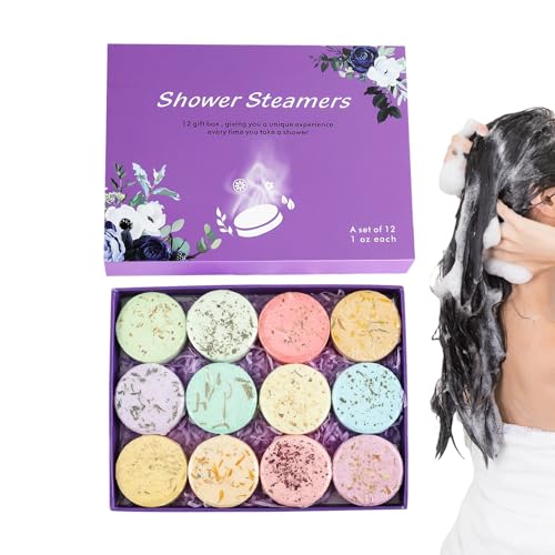 Byuexhp 12 pompones de ducha de aromaterapia, relajante, piedras perfumadas para ducha, regalo para hombres, mujeres, día de la madre, cumpleaños, Navidad, baño, apartamento