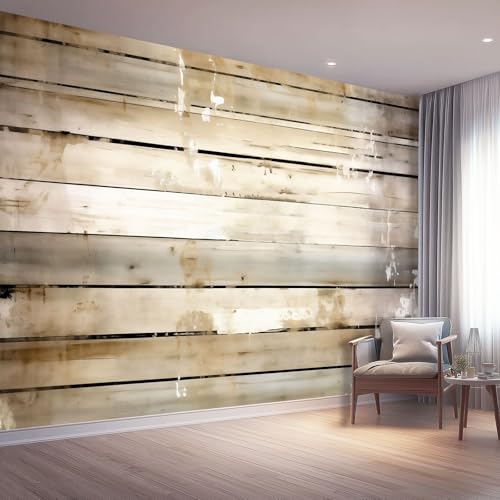 Papel Tapiz Fotográfico 200 x 140 cm Papel Pintado Panorámico, Estilo Industrial Retro Tablones de Madera 3D Papel Pintado No Tejido - Marrón Decorativos para Murales Dormitorio Oficina Hotel