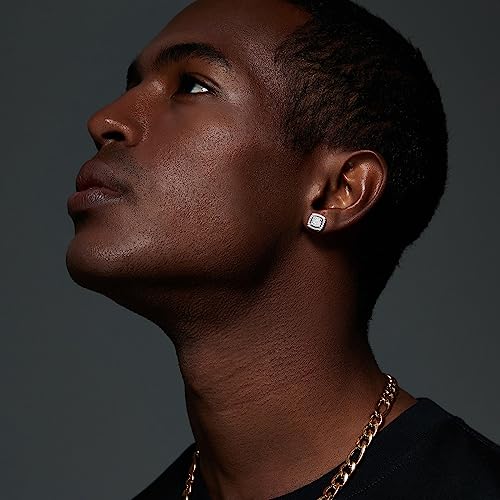 TRUMIUM Stud Earrings for Men Women Silver Gold Plated Layered Iced Out Sterling Silver Cz Earrings Hypoallergenic4