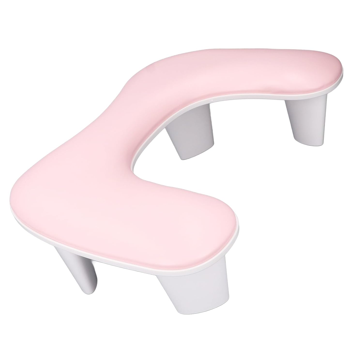 Nail Arm Rest for Nail Tech - U Shape Soft PU Leather NonSlip Manicure Hand Rest - Adjustable Height with Detachable Feet Ideal for & Home Use Pink (Pink)