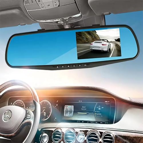 Image of Maizic Smarthome 3In1 2K Front /Rear /Mirror Car DVR Dash Cam Rear View Reverse G-Sensor 1080P|4.3'' Screen|Night Vision|SD Card Support 32 GB|Loop Recording|170 Angle View|Motion Detection