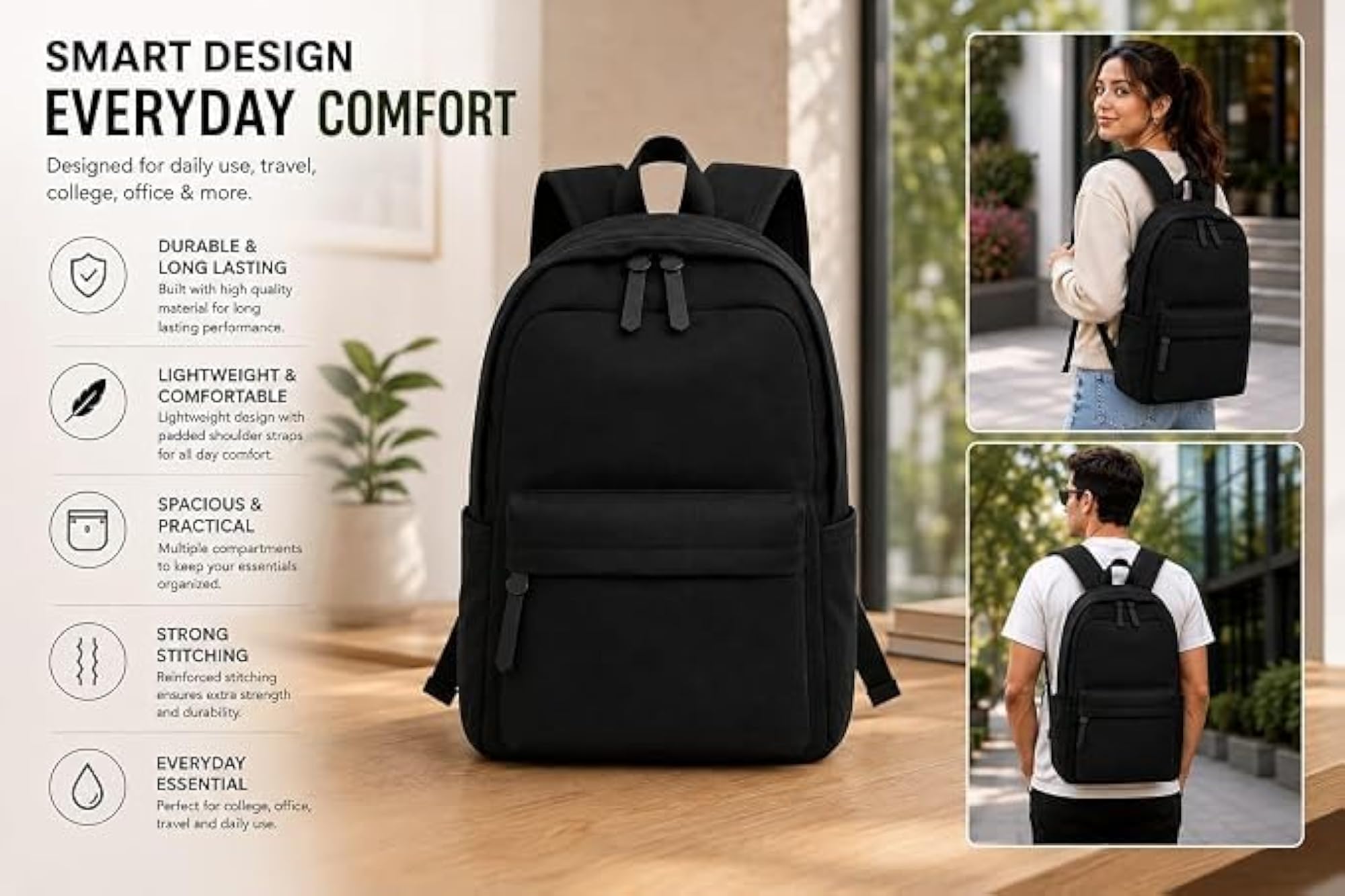 Lightweight Casual Backpack for Daily Use